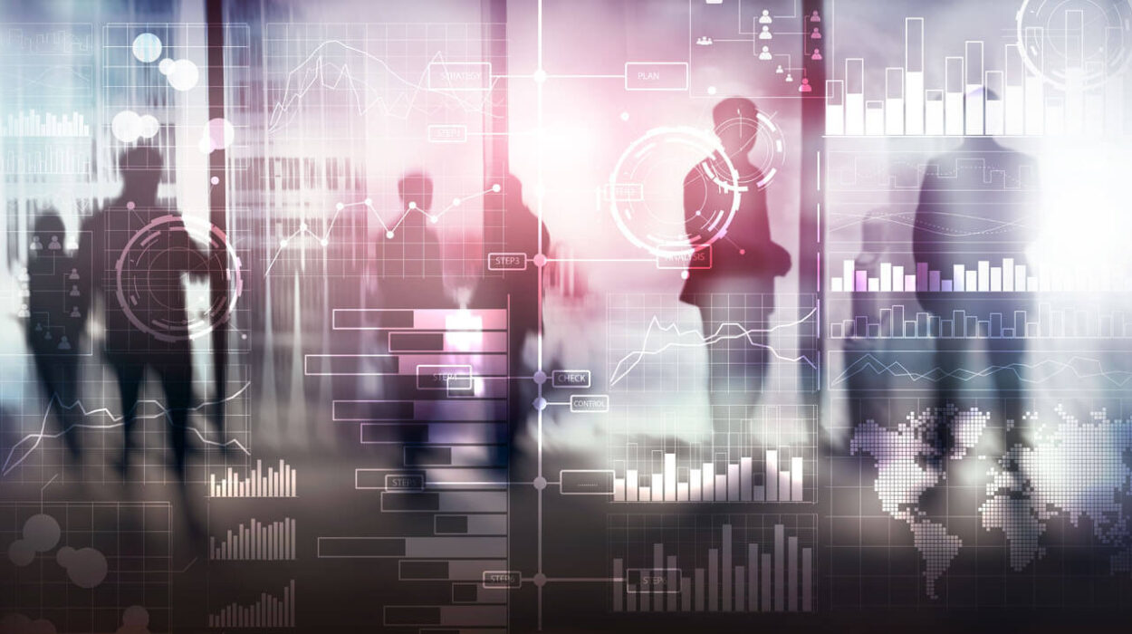 blurry office showing employees in a hybrid cloud
