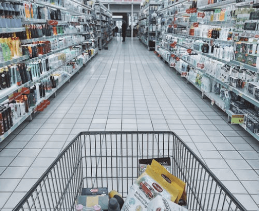 shopping basket in supermarket