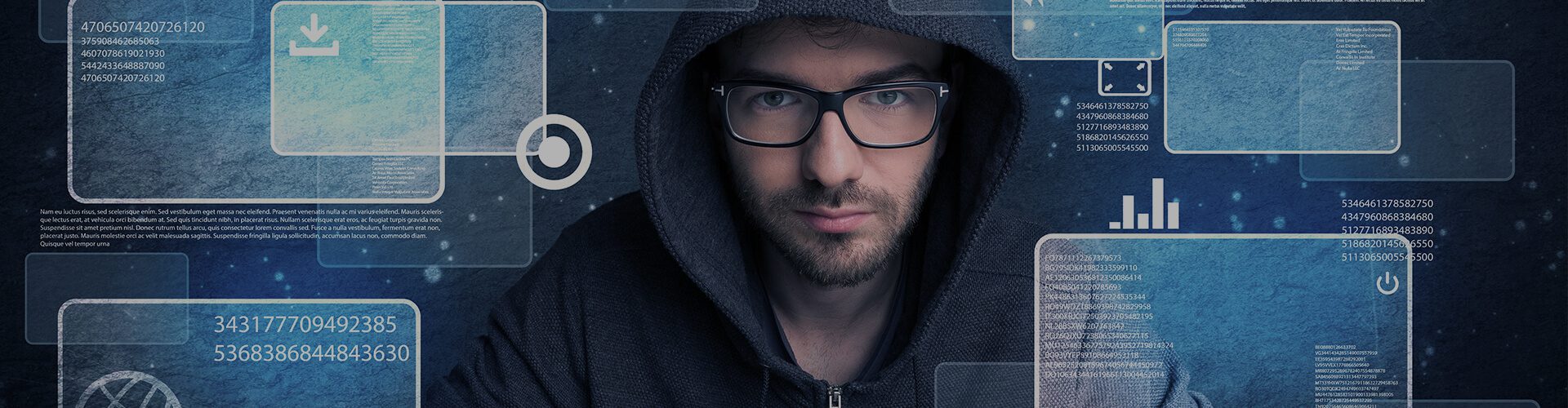 man wearing glasses and hoodie working on protection from data breach