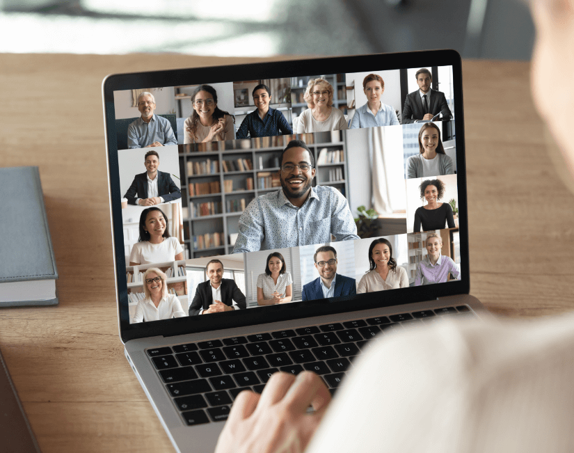 employees collaboration through virtual meeting
